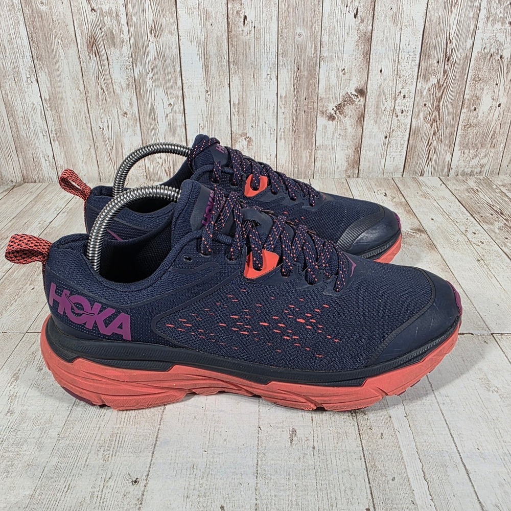 Hoka One One Challenger ATR 5 Women 8.5 Wide Navy Pink Trail Shoes 1104094
